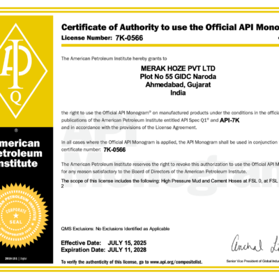 MHPL API 7K Certificate